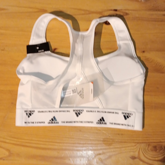 NWT Adidas white XXS Powerreact medium support sports bra mesh racer back - Picture 3 of 5